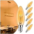 AMDTU E12 Candelabra Light Bulbs 20W 25W Replacement, Super Thin Filament E12 LED Light Bulbs Dimmable, Chandelier Candle Light Bulb 2000K Soft Warm, Amber Candelabra Type B Lightbulb 2W, 120V 6pack