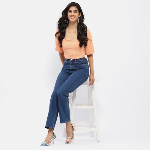 Image of Madame Solid Wide Leg Jeans