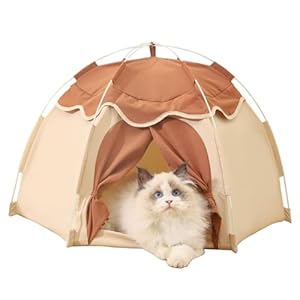 Gigreinc Cat Tent for Indoor, Indoor Dog House,Kitten Tent Suitable for Samll Dogs,Pet Cute Cave Nest Dog Houses(Beige, Medium)