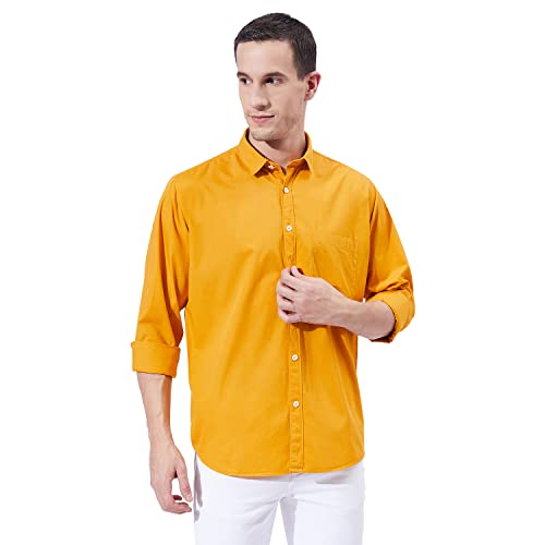 Image of Ben Martin Men's Cotton Regular Collar Shirt with Chest Pocket || Classic Collar, Slim Fit, Casual & Formal Wear || Soft & Breathable Fabric || Full Sleeve Shirt for Men