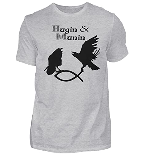 T-shirt Hugin & Munin homme gris en taille S coupe classique
