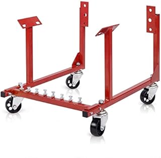NATIONAL STANDARD Rolling Engine Cradle Stand with Wheels, Fits Chevy V8 Small Block and Big Block, Steel Construction, Built in Hardware Storage, Easy Assembly