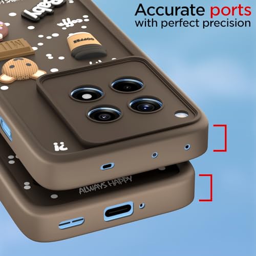 Image of Pikkme Back Cover for OnePlus 12R 5G | Cute Fun Cartoon 3D Bear Silicone Full Body Protection Bumper Cover (Brown)