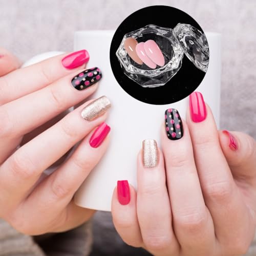 3 piezas tazas de cristal para arte de uñas con tapa miniatura 4