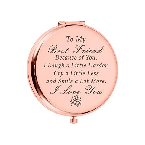 SYGUNAR Valentines Day Gifts Friendship Gifts for Friends Female Copmact Mirror for Friend Women Birthday Thank You Gifts for Bestie Soul Sister BFF Christmas Stocking Stuffers White Elephant Cover