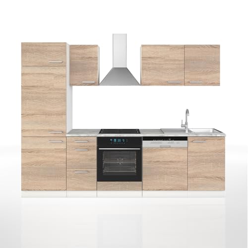 FORNITURA: Cucina senza piano di lavoro, materiale di montaggio, istruzioni di montaggio (se non diversamente specificato, gli elettrodomestici e le decorazioni non sono inclusi nella fornitura).