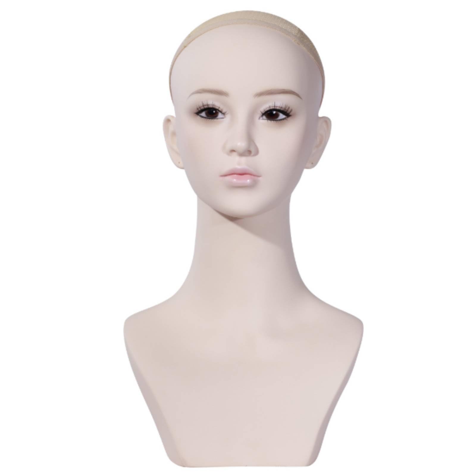 Hairpiece Store Model Head Stitch-Pin-Stitch Surface PVC Mannequin Head Makeup Face for Hair Stylists, Salon, PVC Wig Styling-image-40