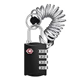 ZHEGE Luggage Lock, TSA Approved Travel Lock, 4 Digit Combination Padlock with Flexible Cable (80cm)...