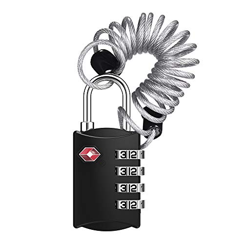 ZHEGE TSA Luggage Cable Lock for Train Travel, 26" L × 0.1" D Cable (Black) by ZHEGE - Used condition - US$7.34
