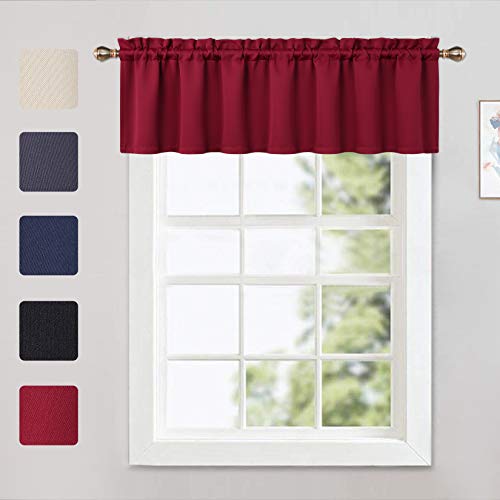 Blackout Valances For Windows Living Room Kitchen Bedroom Thermal Insulated Window Valance Curtains (Burgundy Red, 52X15 Inches) #TOP7