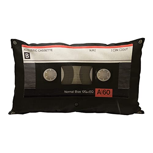 Wozukia Old Fashioned Cassette Tape Throw Pillow Cover Tape Cassette Patterndecorative Cotton Linen Pillowcase For Bedroom/Living Room/Sofa/Farmhouse/Car - Cushion Cover 12" X 20" #TOP25