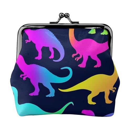 neon funny dinosaurs (1) Kiss Lock Coin Change Wallet Purses for Women