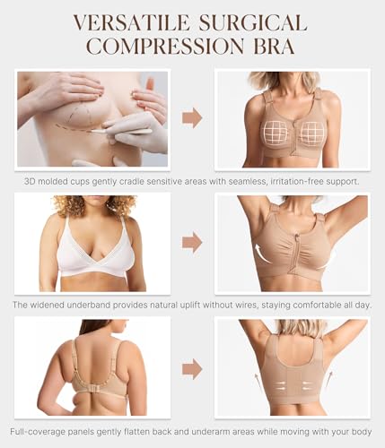Image of BRABIC Zip Front Closure Everyday Bras for Women Post Sugery Compression