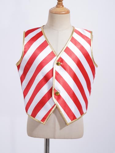 Kids Boys Girls Christmas Candy Cane Striped Vest Button Waistcoat Vest Xmas Party Dress Up3