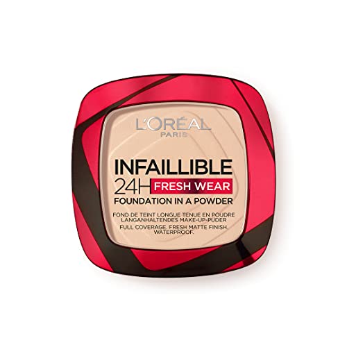L’Oreal Paris Infallible 24H Fresh Wear Foundation in a Powder, 20 Ivory, 9g, Waterproof, sweatproof & transferproof formulation, 24H long-lasting, unshakable foundation
