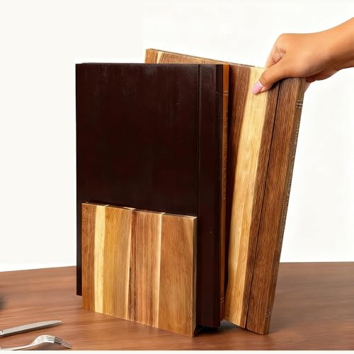 2026 Upgraded Book Cutting Board Set of 3 with Stand, Solid Acacia Wood Cutting Boards That Look Like Books, Decorative Library-Style Serving Boards for Book Lovers and Chefs (1Set)