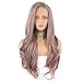 eNilecor Ash Pink Lace Front Wigs,Long Curly Mixed Color Synthetic Hair Replacement Wigs for Women 24 Inches with Wig Cap (Ash Pink)