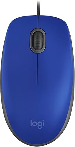 Logitech Ratón USB con cable M110, botones silenciosos, cómodo diseño de uso de tamaño completo, PC/Mac/computadora portátil ambidiestro - azul