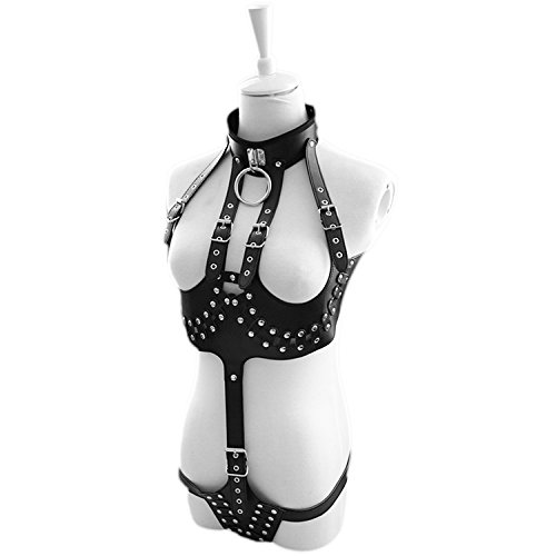 AnHua Plus Fetish Leather Sexy Stripper Queen Bondage Club Wear Clothes Women Costume (M) Black AnHua Plus Fetish Leather Sexy Stripper Queen Bondage Club Wear Clothes Women Costume (M) Black