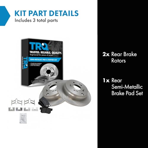 Image of TRQ Rear Brake Pad and Rotor Set Semi Metallic Vented Rotors | For 2007-2012 Acura RDX