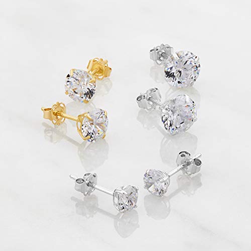 14k Yellow Gold Swarovski Earrings for Women & Men with Genuine Round Swarovski | Cubic Zirconia Earrings Studs with Gold Earring Backs | 1.5 Carats total | by MAX + STONE