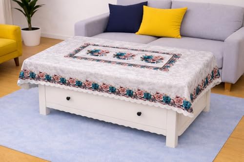 Image of Homerz Premium Centre Table Heritage Series Velvety Center Table Cover, Vibrant Royal Designs with Border Cutwork (Zarina, 36x54 inch - Center Table)