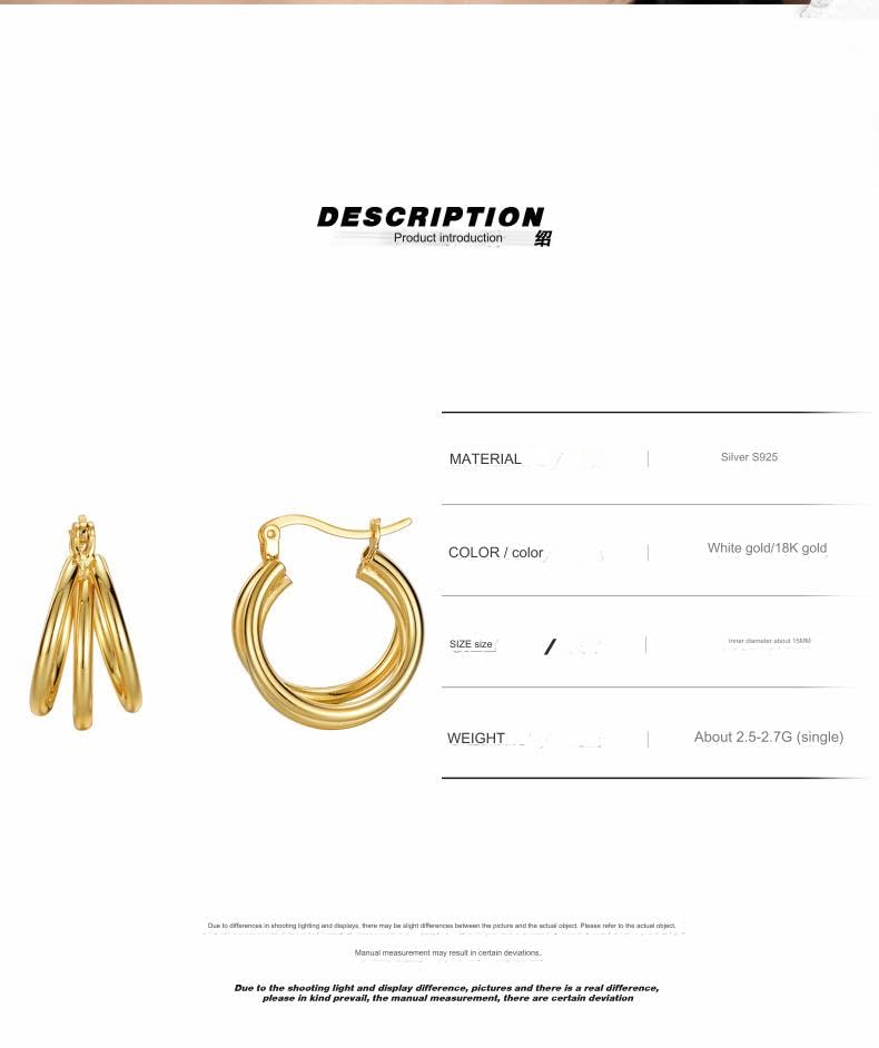 Boucles d'oreilles cerceaux pour femmes créoles géométriques légères - 5