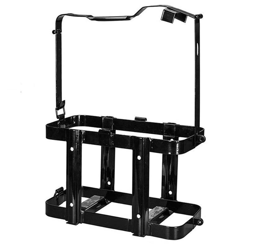 Amebee - Soporte de montaje de latas de metal, tapa media, 5 galones, 20/10 litros, soporte de montaje para tanque de gas Jerry bloqueable, bastidor, boquilla media (negro)