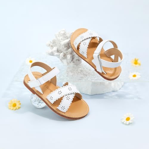 Image of Felix & Flora Toddler Girl Sandals - Little Girl Easter Dress Shoes Lightweight Open Toe Beach Holiday Flats