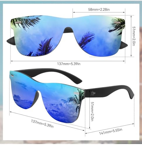 Image of UV400 Rimless One-Piece Lens Reflective Sun Glasses for Men & Women