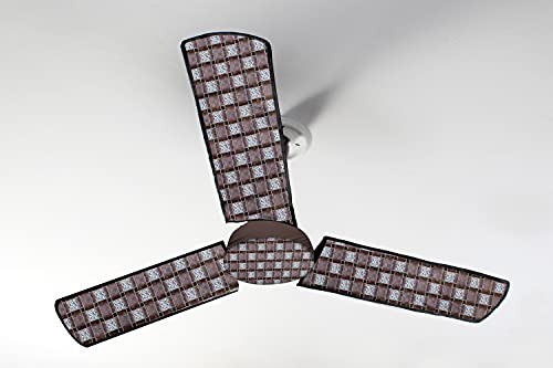 Image of Stylista Waterproof & Dustproof Three Blade Ceiling Fan Cover with attachable Enclosure Set of 2 Fan Covers Basketweave Pattern Multicolor