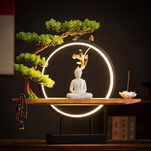 Estatua de Buda Shakyamuni en Cerámica con Incensario LED miniatura 4