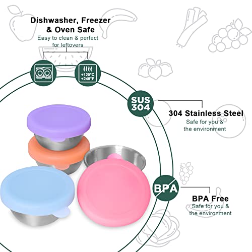 4 Pcs Salad Dressing Container To Go, Portable Small Sauce Containers With Lids, Reusable Dressing Containers For Lunch Box, Stainless Steel Condiment Cup For Picnic, Travel, Barbecue, School Or Work #TOP2