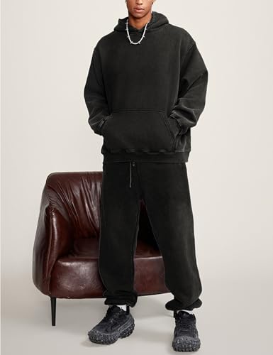 Mens Oversized Hoodies Vintage Cotton Heavyweight Fleece Pullover Baggy Acid Wash Hooded Sweatshirt Unisex Streetwear4