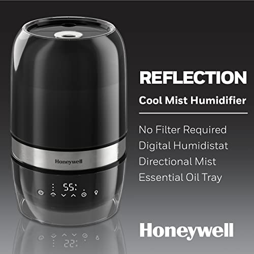 Honeywell Reflection Ultrasonic Cool Mist Humidifier. Cool Mist Top Fill Humidifier for Medium Room, Bedroom, Kids Room, and Office. Helps relieve cough and congestion - Black, HUL900B by Honeywell - Image 2