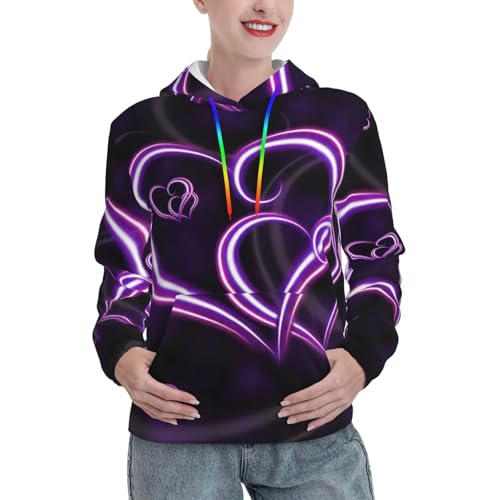 Sweat à capuche femme imprimé cœurs violets mode automne