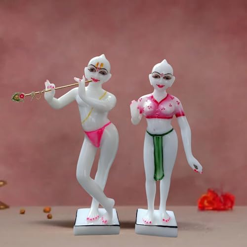 Image of Radha Krishna Idol for Temples Decorative Showpieces for Home Decor, Marble Iskon Radha Krishna Murti for Pooja