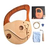 21 Saiten Lyre Harfe Massives Mahagoni Holz Musikinstrument mit Stimmschlüssel Ersatzsaiten & Tuch für Anfänger Erwachsene Musikliebhaber