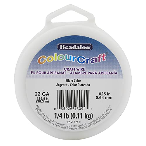 Beadalon ColourCraft Wire, 22 Gauge / 0.64 mm, Silver Color, Approx. 125 ft / 38 m