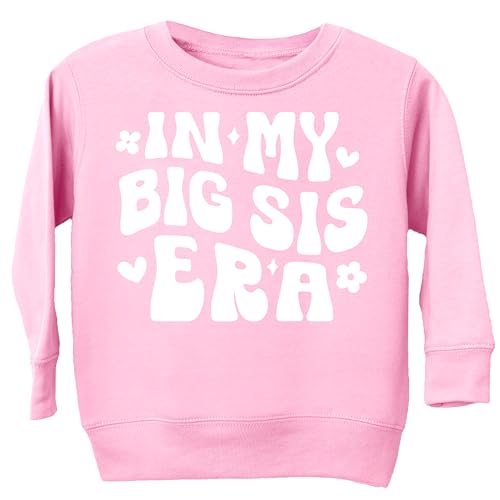 Olive Loves Apple In My Big Sis Era Sweatshirt Big Sister Reveal Announcement for Baby and Toddler Girls Sibling Outfits Pink Sweatshirt 3T