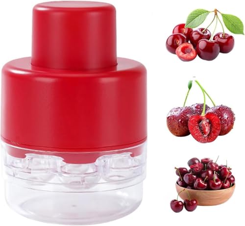 VIDSTW 8 Hoyos Deshuesador de Cerezas, Saca Huesos Cerezas Retirable Deshuesador Cerezas Herramienta Cherry Pitter Tool Quita Huesos de Cerezas Dispositivo para Cerezas, Aceitunas (Rojo)