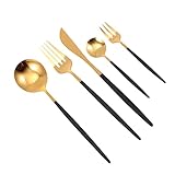 Alipis 1 Satz 5 Stück Besteck Aus Edelstahl Utensil Geschirr Löffel Edelstahlbesteck Küchenwaren Rostfreier Stahl Black