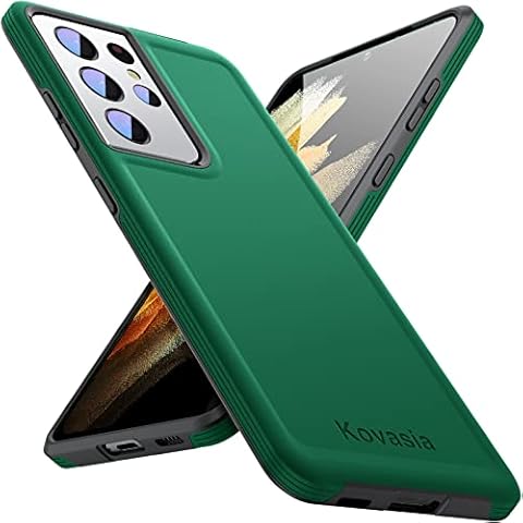 KOVASIA Design for Samsung Galaxy S21 Ultra Case,S21 Ultra Case with[Slim Shockproof Protective][Heavy-Duty Tough Rugged][Wireless charging] for Galaxy S21 Ultra,Green Cover