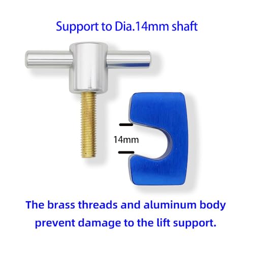 Image of VASTOOLS Lift Support Clamp,2pk, up to Dia.14mm shaft, Solid Metal T-Rod Handle,C-Clamp, and Brass Bolt, for Hoods,Tailgates and Trunks