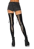 Leg Avenue womens Wet Look Footless Lace-up Thigh Highs epilators, Black, Small-Medium US