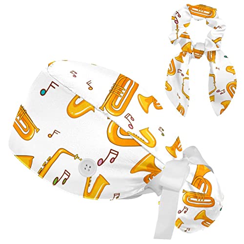 Bonnet de travail bouffant à nouer avec chapeau de gommage et motif chiens