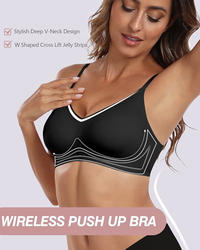 Image of HORISUN Womens Bras Comfortable Wireless Push Up Bra Seamless Full Coverage No Underwire Bralettes for Women with Support