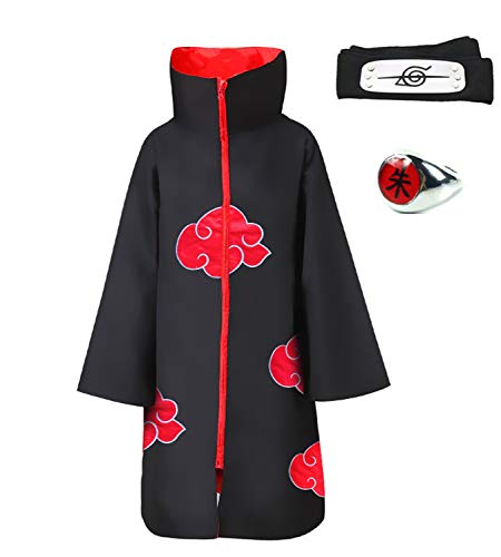 Sapato Democrata Costumes - HappyShip 3Pcs Halloween Cosplay Akatsuki Cloak Costume with, Black, Size