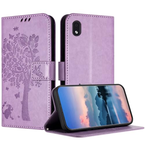 JayModCase Funda para Samsung Galaxy A01 Core / M01, Carcasa Case Plegable Protector Función de Soporte Tarjetas Magnética Compatible con Samsung A01 Core - Morado Claro