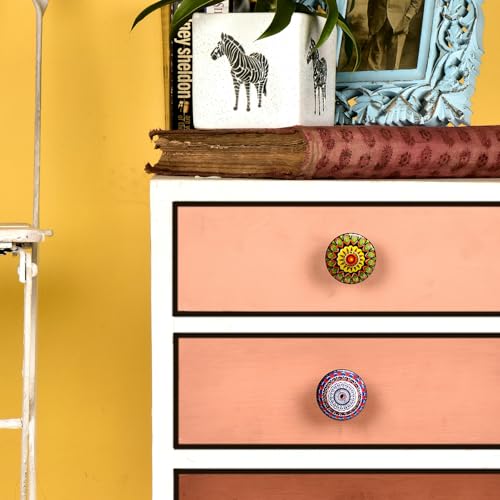FLORIXA 10Pcs Ceramic Cabinet Knobs - Vintage Look Hand Painted Multicolor Handmade Mandala Designs for Door Handles Wardrobe Kitchen Cabinets Drawer Dresser Cupboard Pulls FLORIXA 10Pcs Ceramic Cabinet Knobs - Vintage Look Hand Painted Multicolor Handmade Mandala Designs for Door Handles Wardrobe Kitchen Cabinets Drawer Dresser Cupboard Pulls